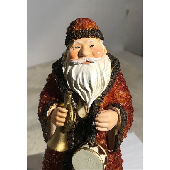 Vintage Santa Claus Figurine With Trumpet & Drum 7 Inch Tall Holiday Decoration - Picture 2 of 7